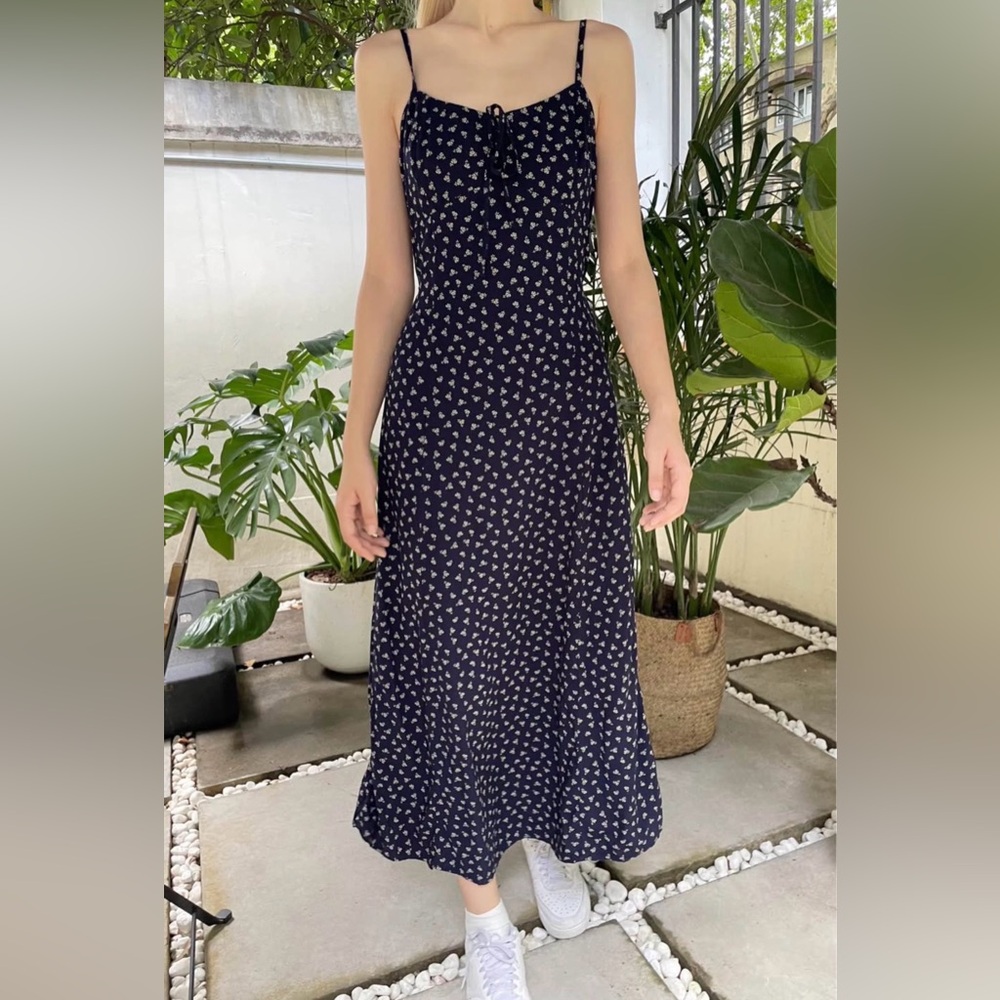 Brandy Melville Navy Blue Patterned Maxi Dress